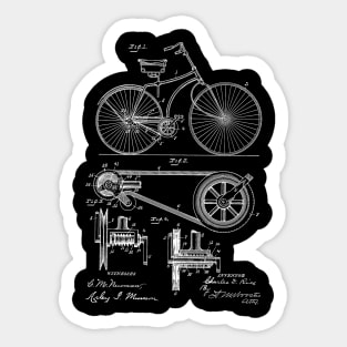 Bicycle Vintage Patent Hand Drawing Sticker